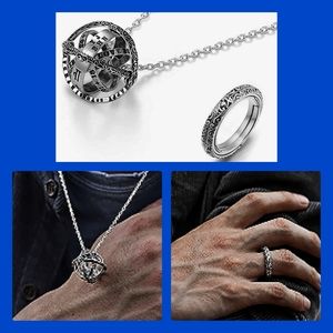 5/$25 Silver rotating cosmic 2 in 1 ring/ necklace pendant Sz 12, New, sealed